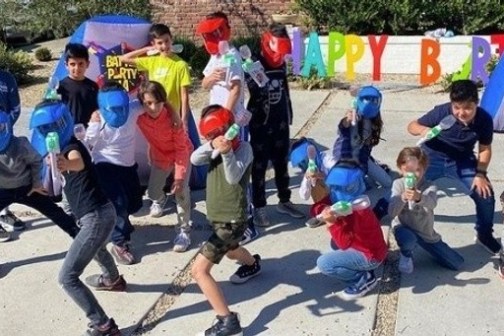 a group of people in a park